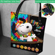 Load image into Gallery viewer, Personalized Hippie Dog Tote Bag Custom Name Gift Idea
