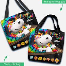 Load image into Gallery viewer, Personalized Hippie Dog Tote Bag Custom Name Gift Idea
