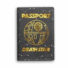 Load image into Gallery viewer, Personalized Death Star Passport Holder Custom Travel Gift
