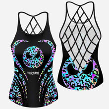 Load image into Gallery viewer, Personalized Leopard Print Cross Tank Top &amp; Shorts Set for Summer
