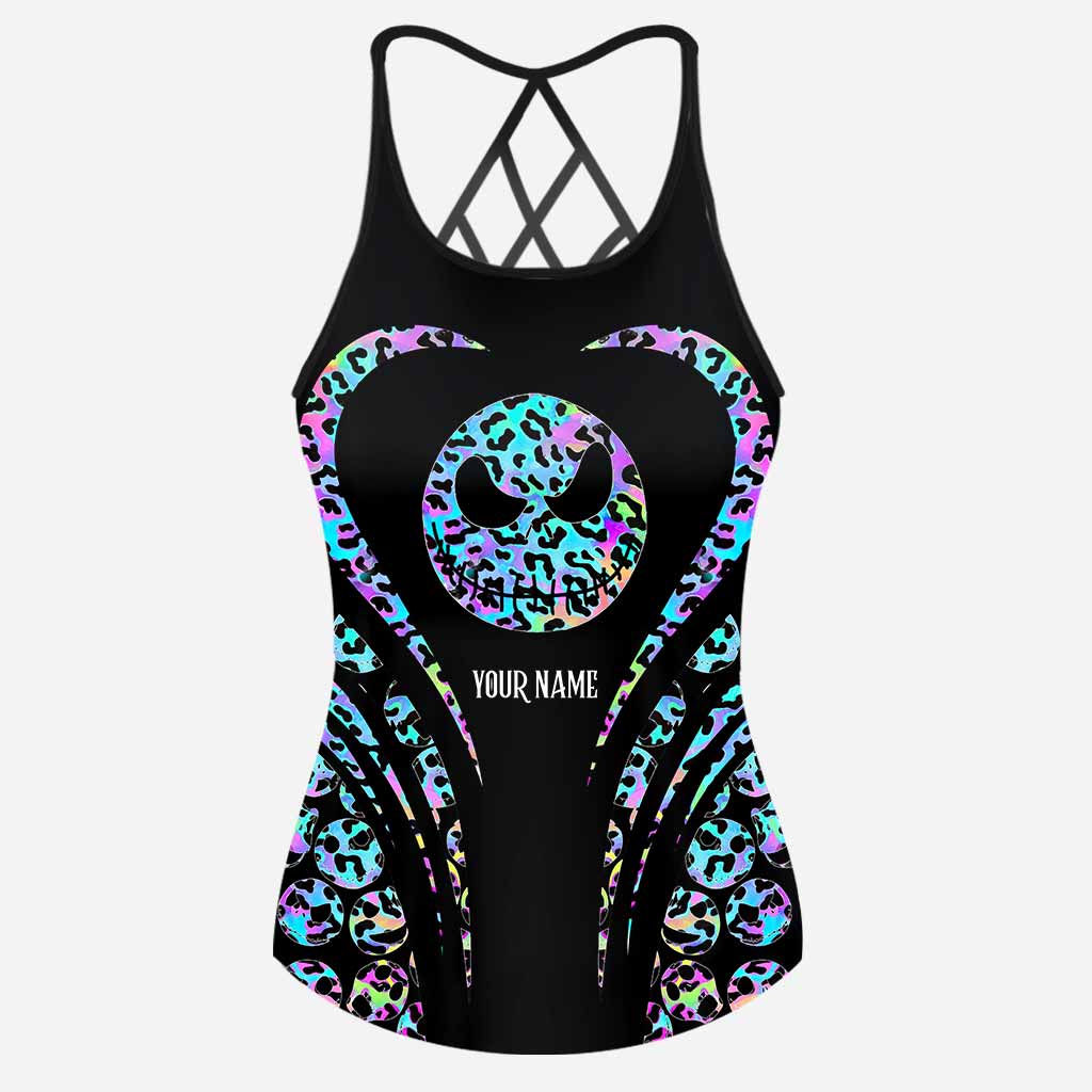 Personalized Leopard Print Cross Tank Top & Shorts Set for Summer
