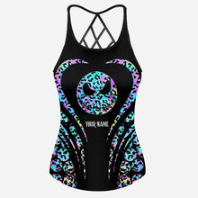 Load image into Gallery viewer, Personalized Leopard Print Cross Tank Top &amp; Shorts Set for Summer

