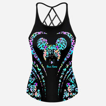 Load image into Gallery viewer, Personalized Leopard Mouse Ears Cross Tank Top &amp; Shorts Set

