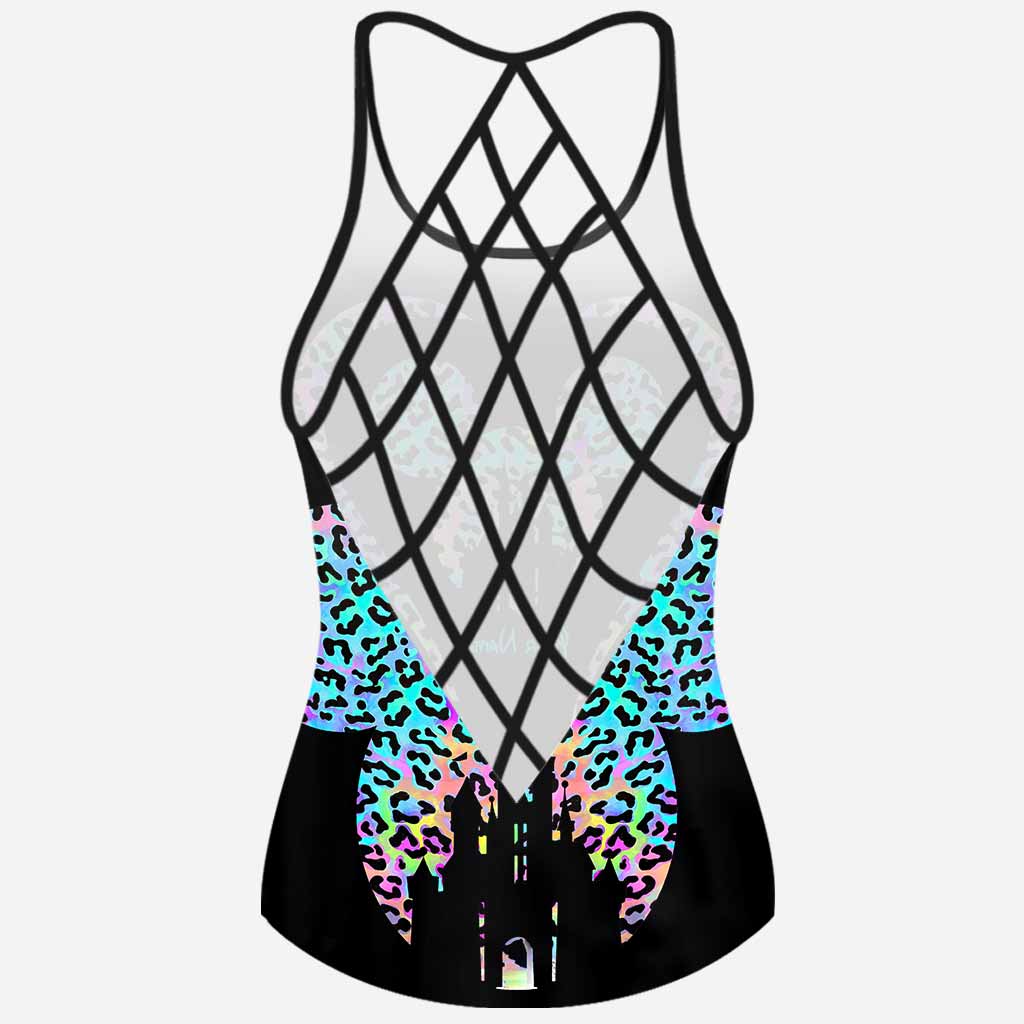 Personalized Leopard Mouse Ears Cross Tank Top & Shorts Set