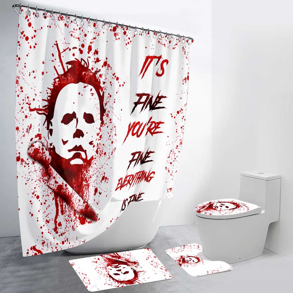 Personalized Halloween Bathroom Curtain & Mats Set for Spooky Decor