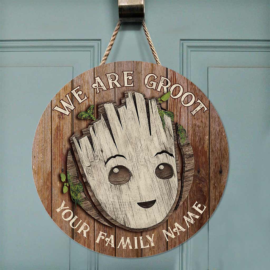 Personalized Round Wood Sign Custom Family Name Gift