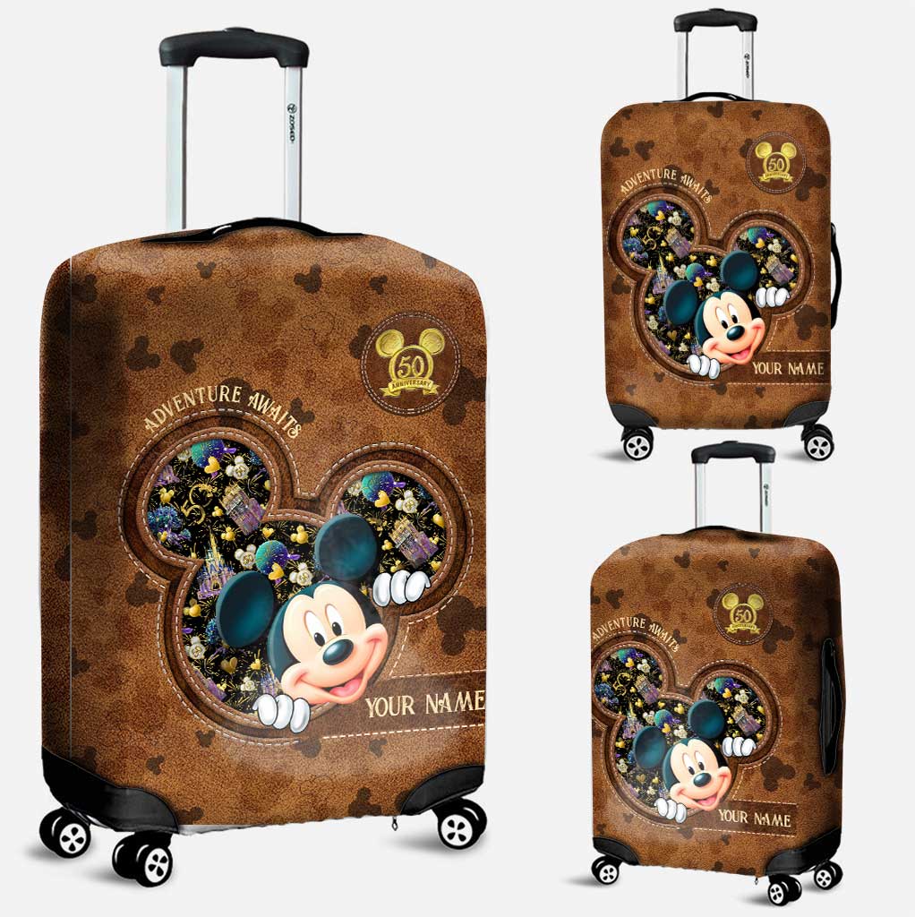Personalized Adventure Awaits Leather Handbag & Luggage Cover - Custom Name Gift for Women