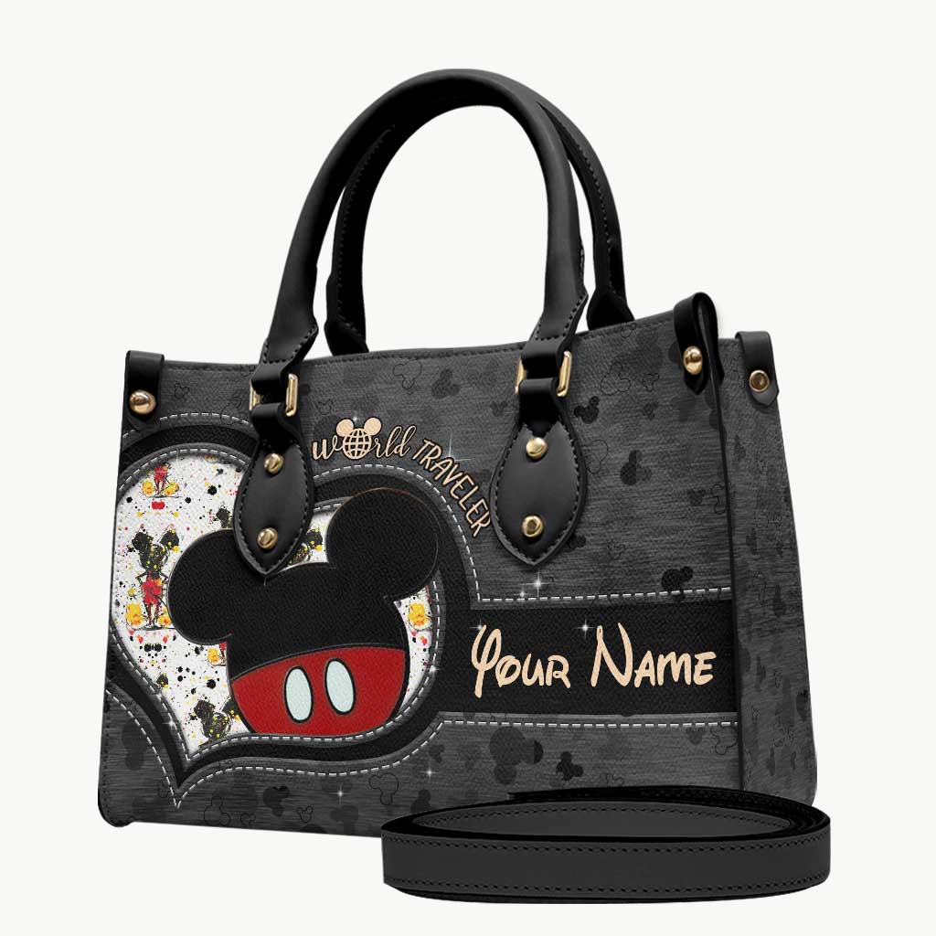 Personalized Leather Handbag & Luggage Cover Set for Travelers