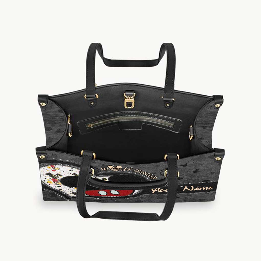 Personalized Leather Handbag & Luggage Cover Set for Travelers