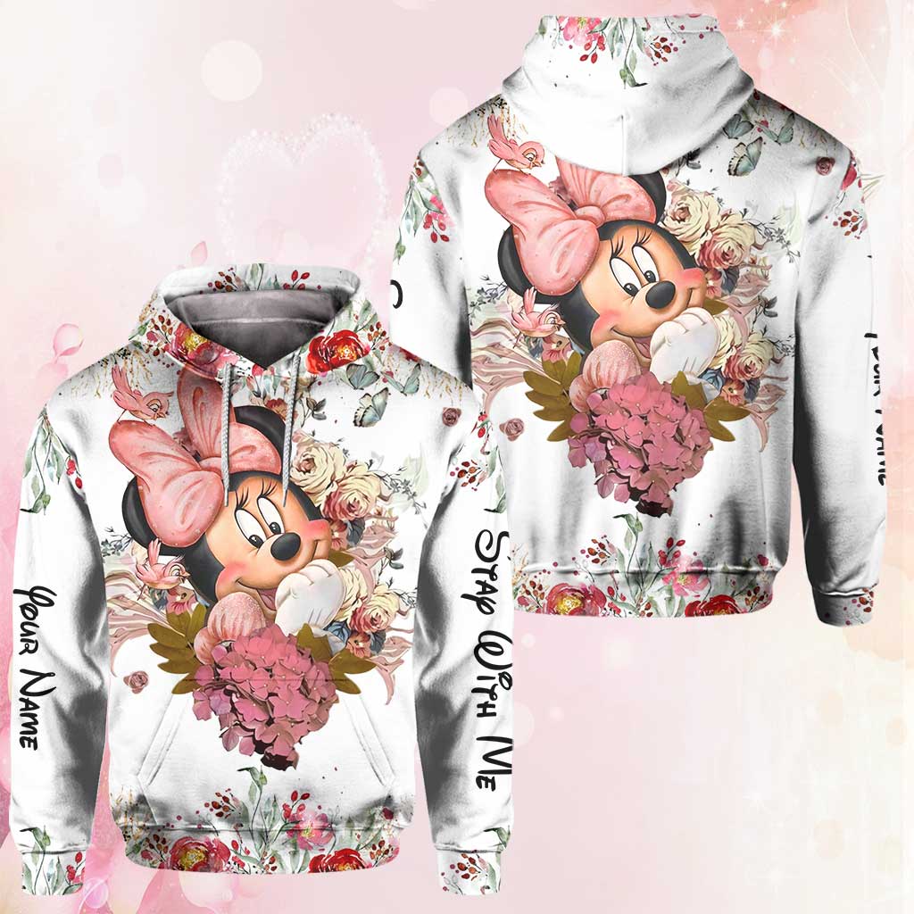 Personalized Floral Mouse Hoodie and Leggings Set for Girls | Custom Name Gift