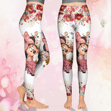 Load image into Gallery viewer, Personalized Floral Mouse Hoodie and Leggings Set for Girls | Custom Name Gift
