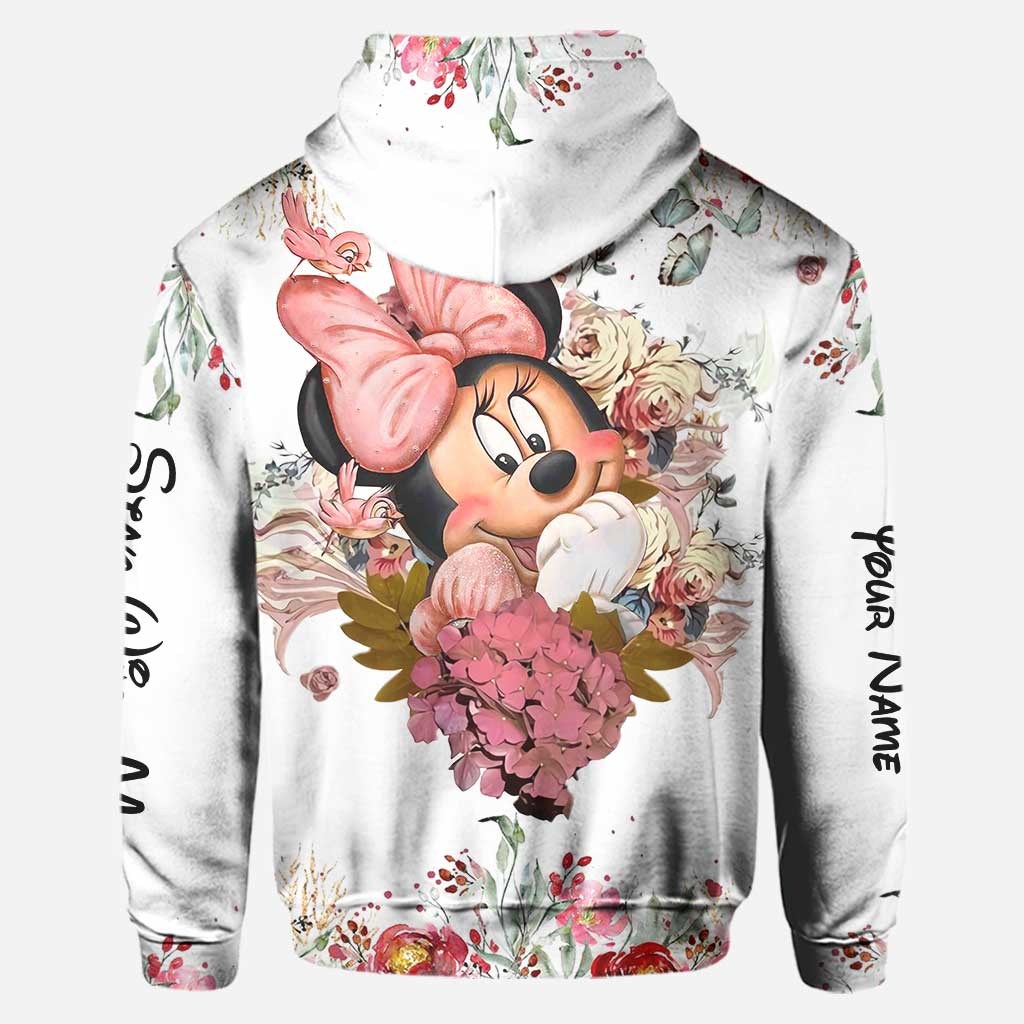 Personalized Floral Mouse Hoodie and Leggings Set for Girls | Custom Name Gift