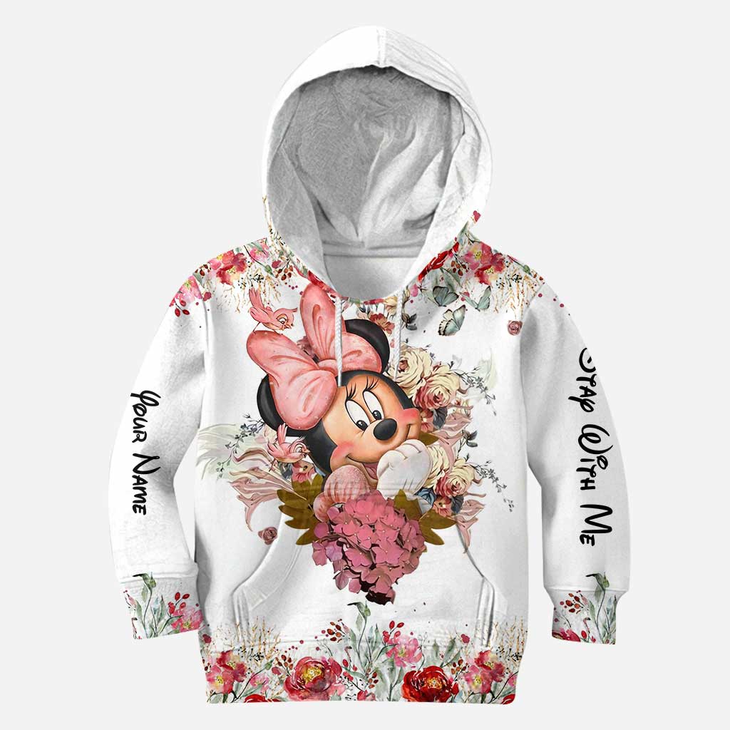 Personalized Floral Mouse Hoodie and Leggings Set for Girls | Custom Name Gift