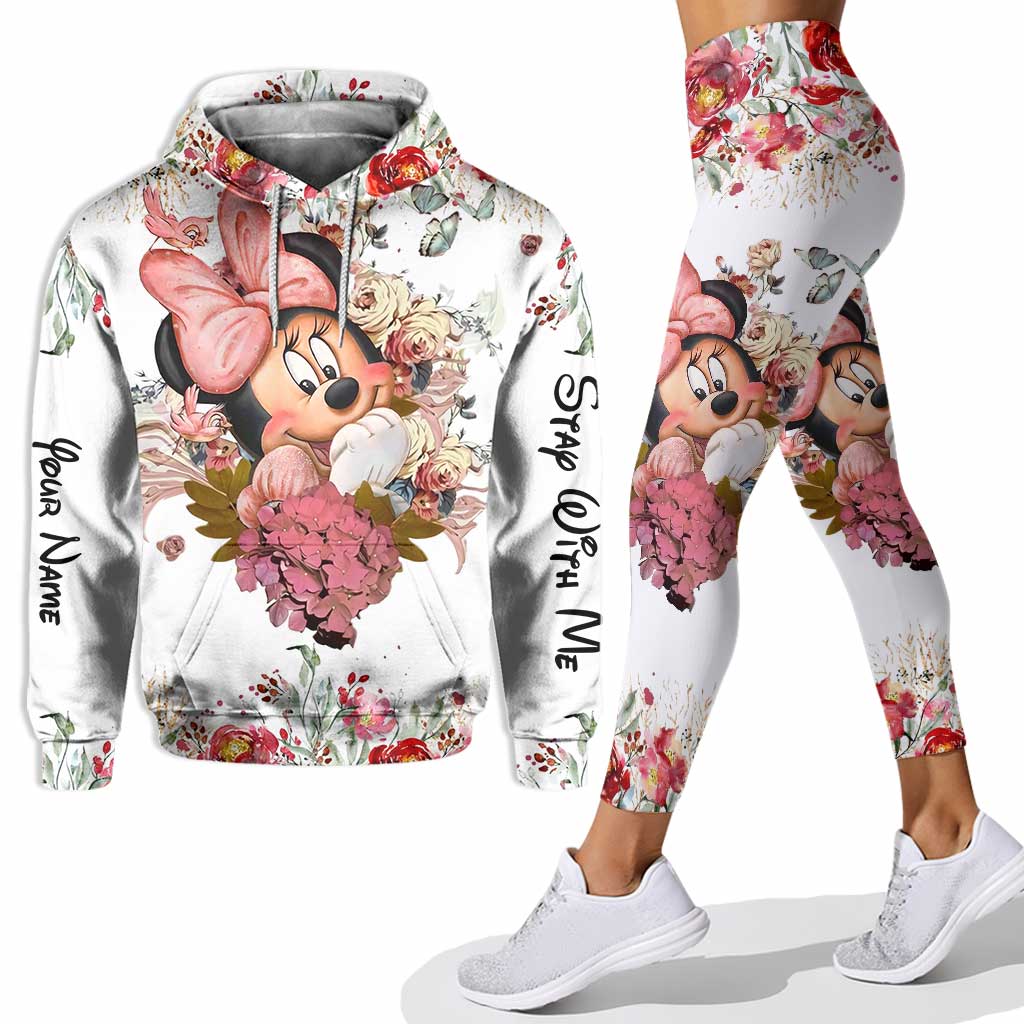 Personalized Floral Mouse Hoodie and Leggings Set for Girls | Custom Name Gift