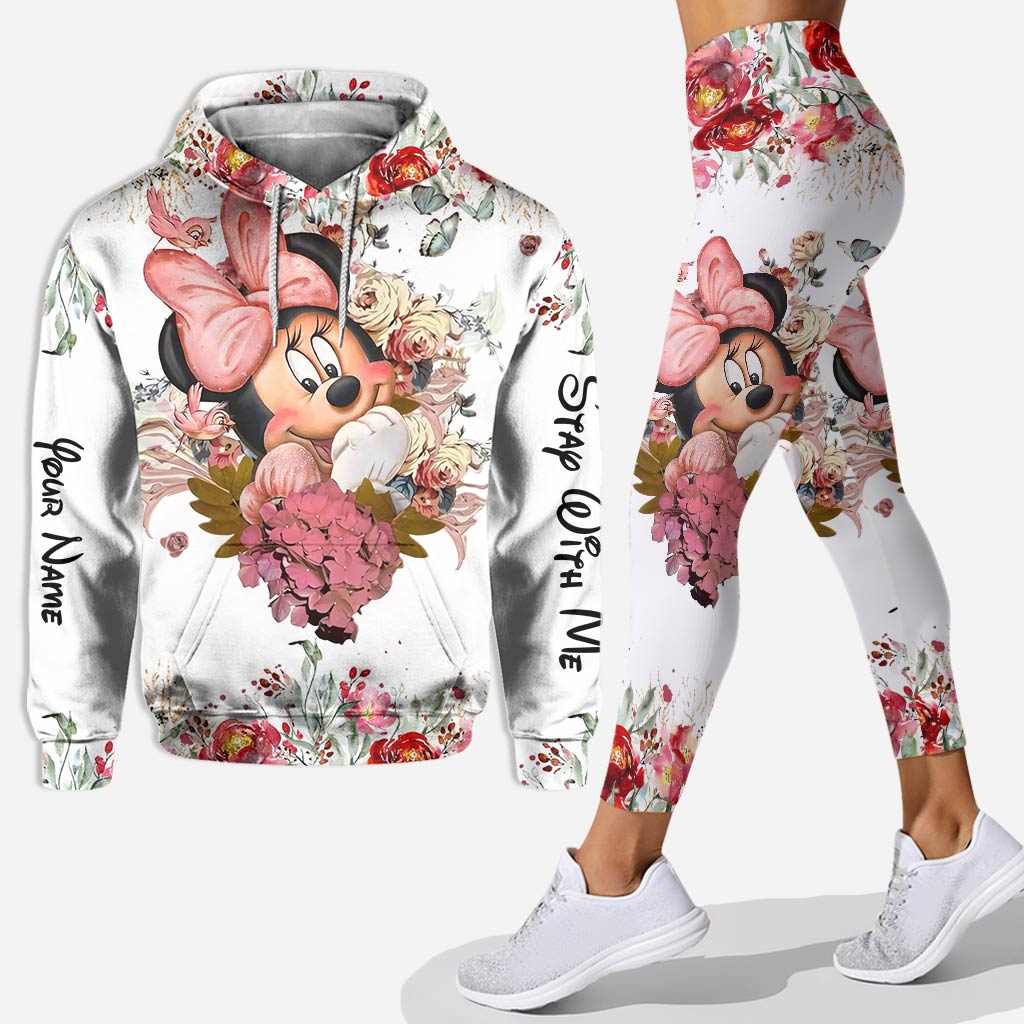 Personalized Floral Mouse Hoodie and Leggings Set for Girls | Custom Name Gift