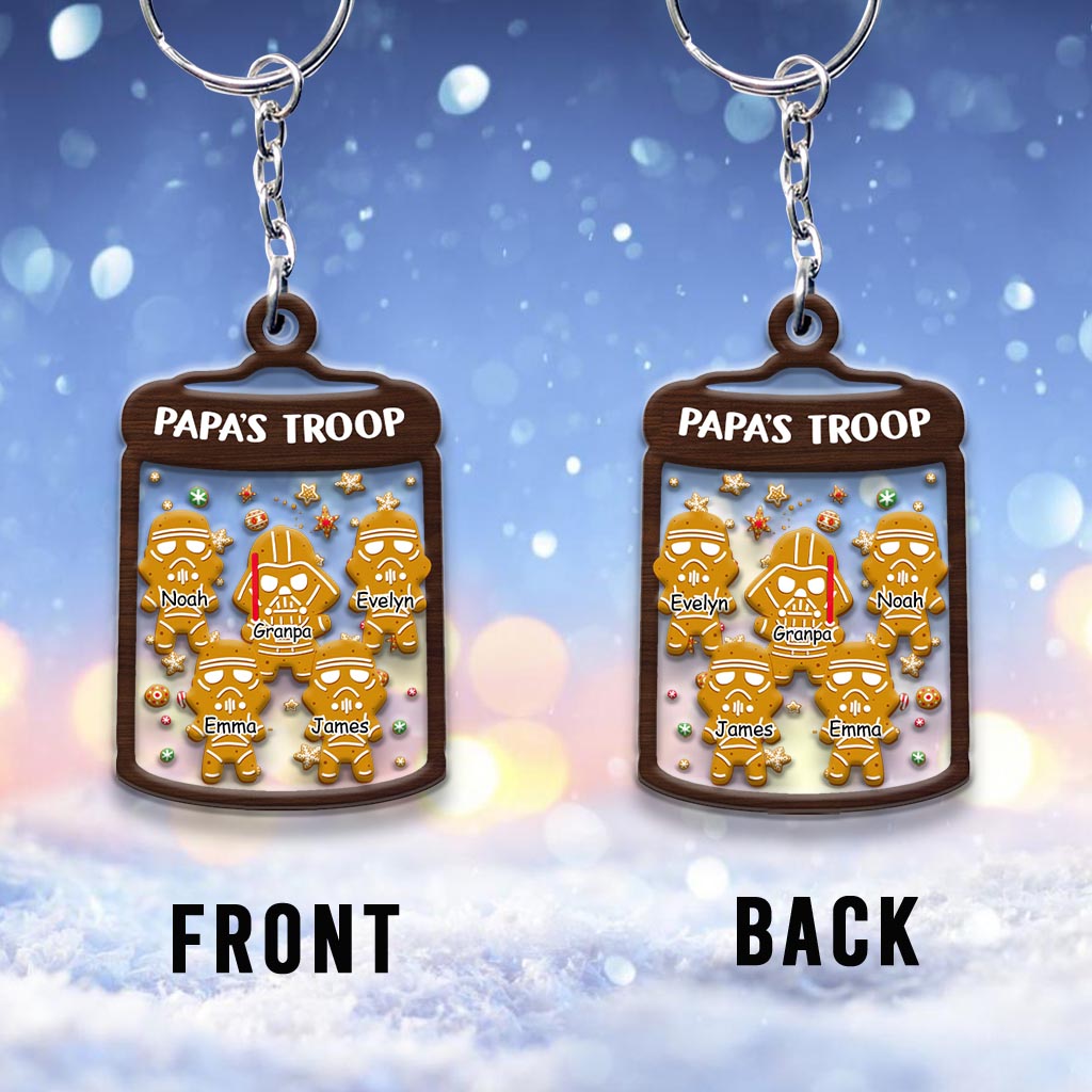 Personalized Grandpa Christmas Keychain Custom Family Names
