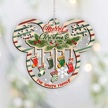 Load image into Gallery viewer, Personalized Christmas Mouse Shaped Ornament Custom Family Name Gift
