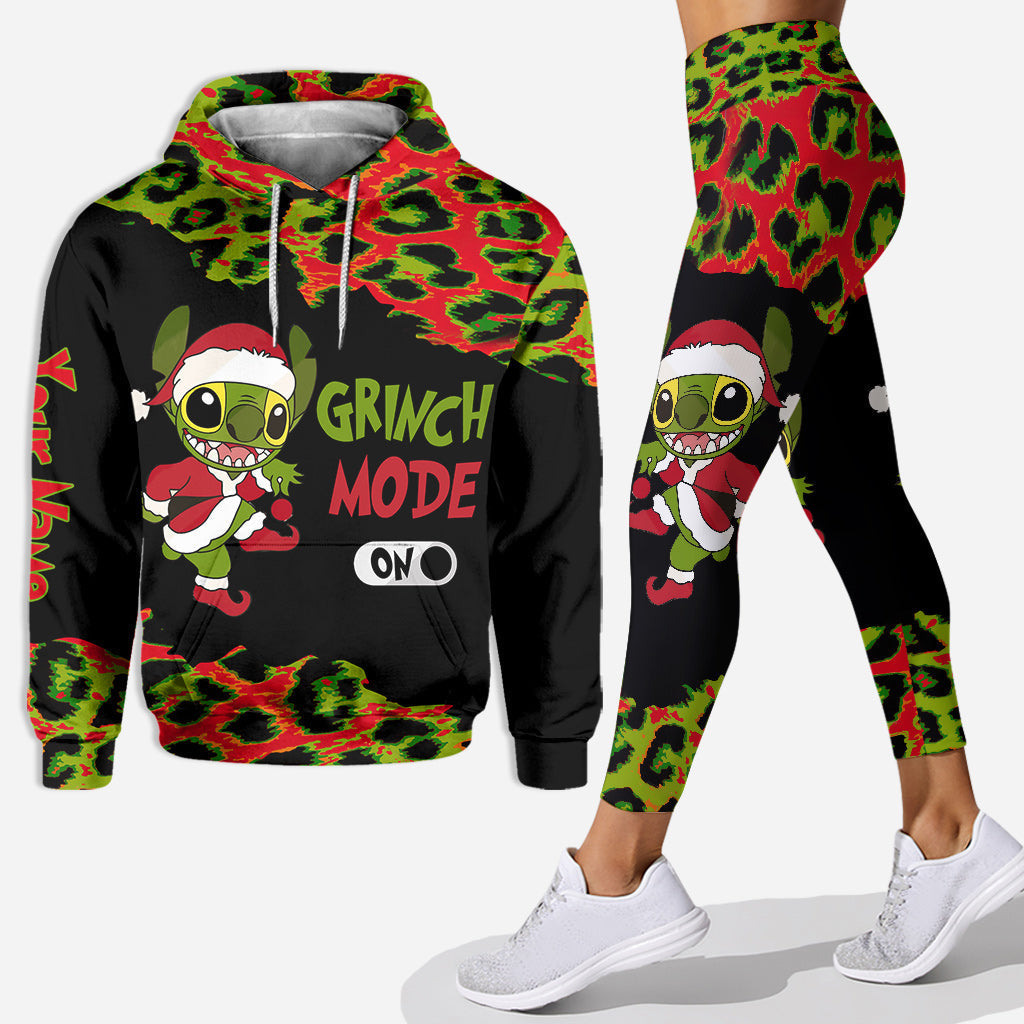 Personalized Grinch Mode Christmas Hoodie & Leggings Set