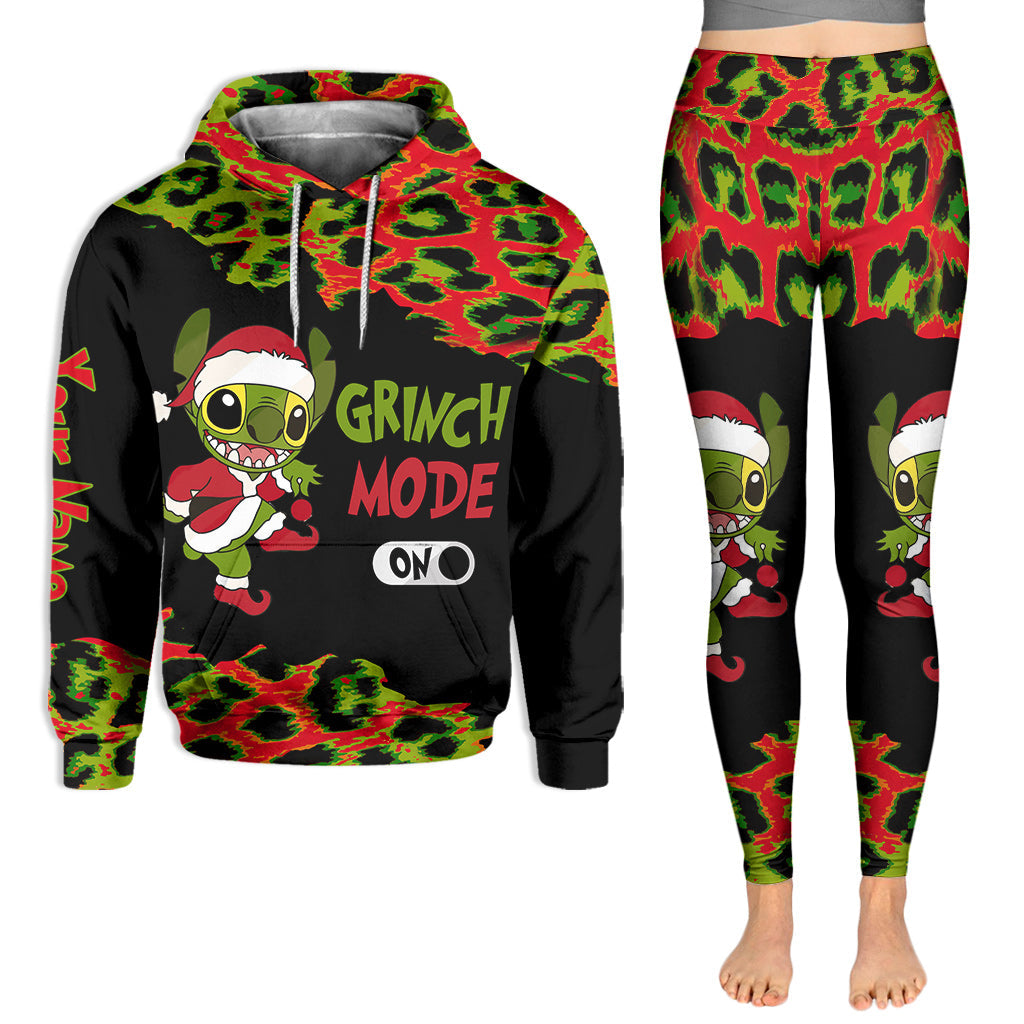 Personalized Grinch Mode Christmas Hoodie & Leggings Set