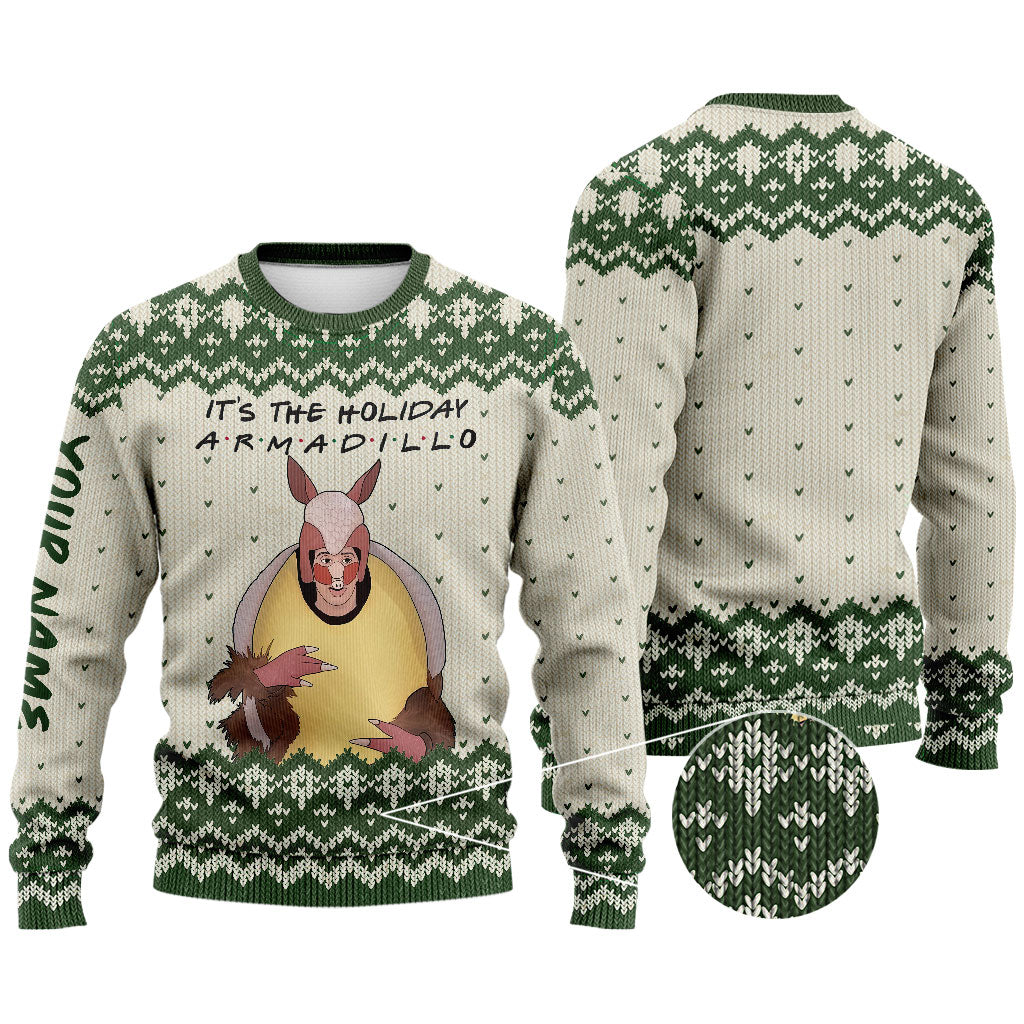 Personalized Holiday Armadillo Christmas Sweater Custom Name Gift