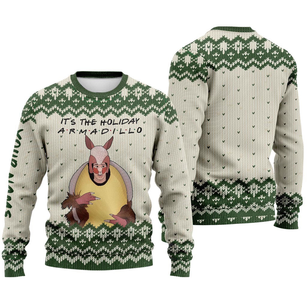 Personalized Holiday Armadillo Christmas Sweater Custom Name Gift