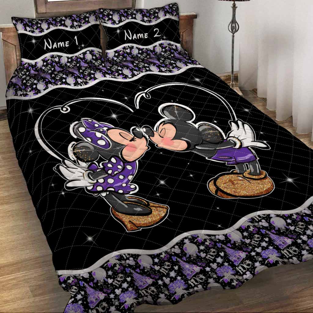 Personalized Mouse Quilt Set Custom Name Gift for Couples