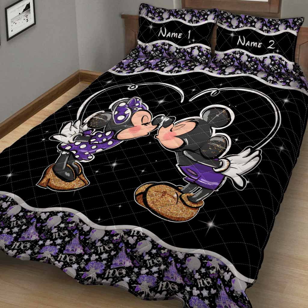 Personalized Mouse Quilt Set Custom Name Gift for Couples