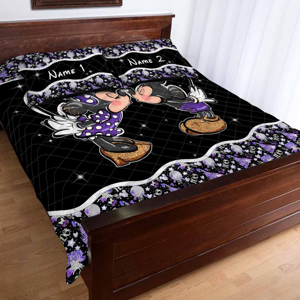 Personalized Mouse Quilt Set Custom Name Gift for Couples