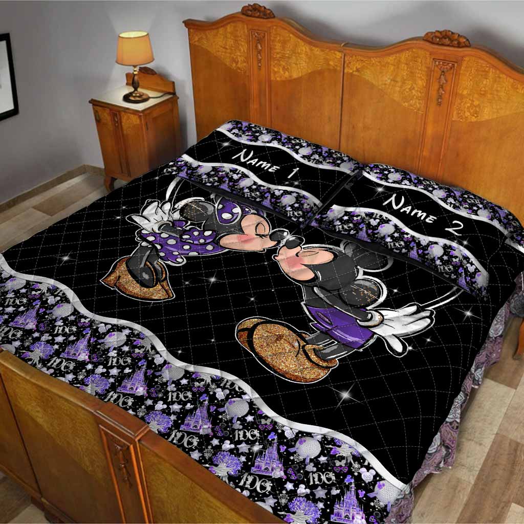 Personalized Mouse Quilt Set Custom Name Gift for Couples