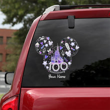 Load image into Gallery viewer, Personalized 100th Anniversary Mouse Decal Custom Name Decorative Sticker for Car, Laptop, Wall
