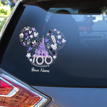 Load image into Gallery viewer, Personalized 100th Anniversary Mouse Decal Custom Name Decorative Sticker for Car, Laptop, Wall
