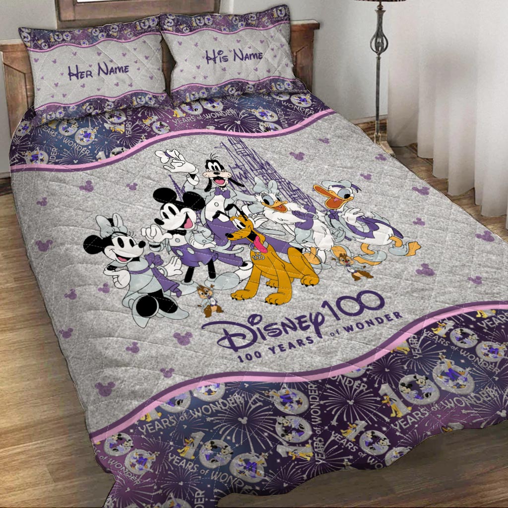Personalized Disney 100 Years Quilt Set with Custom Names for Kids