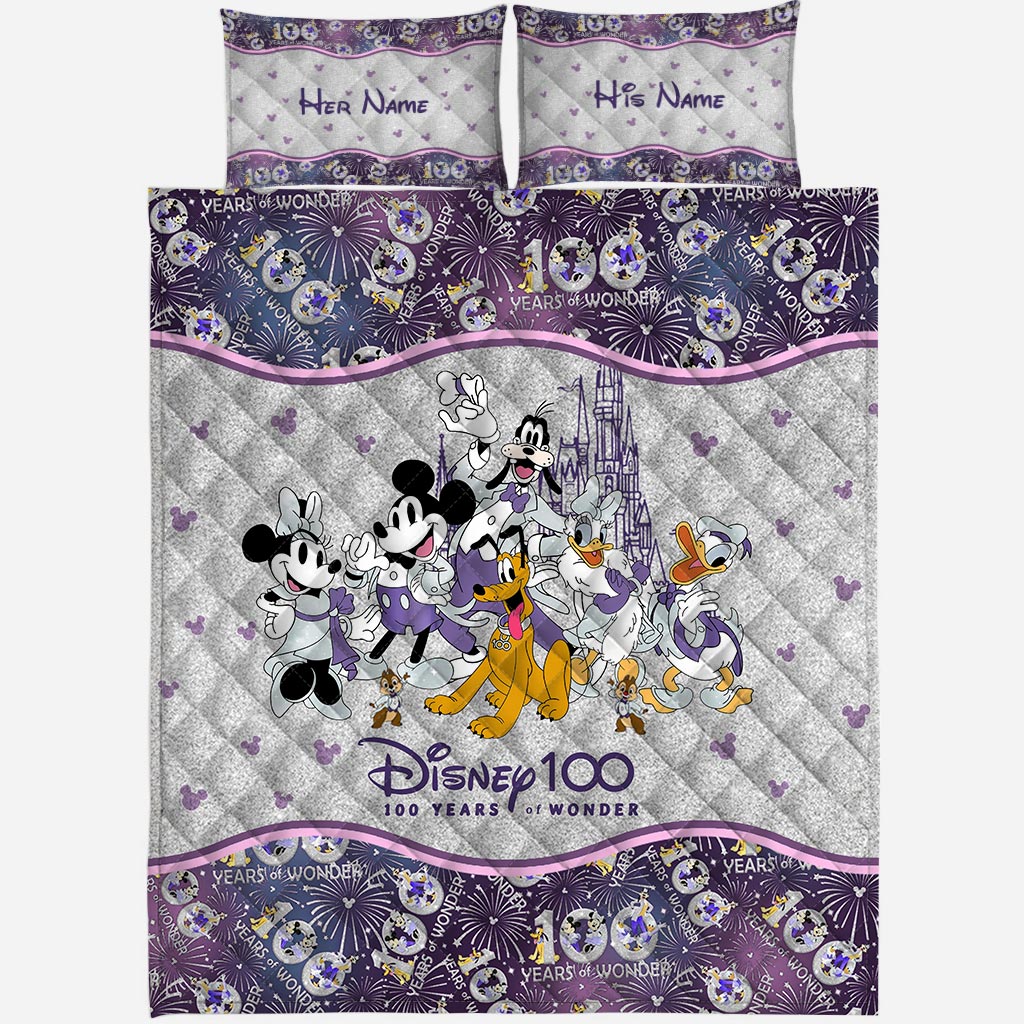 Personalized Disney 100 Years Quilt Set with Custom Names for Kids