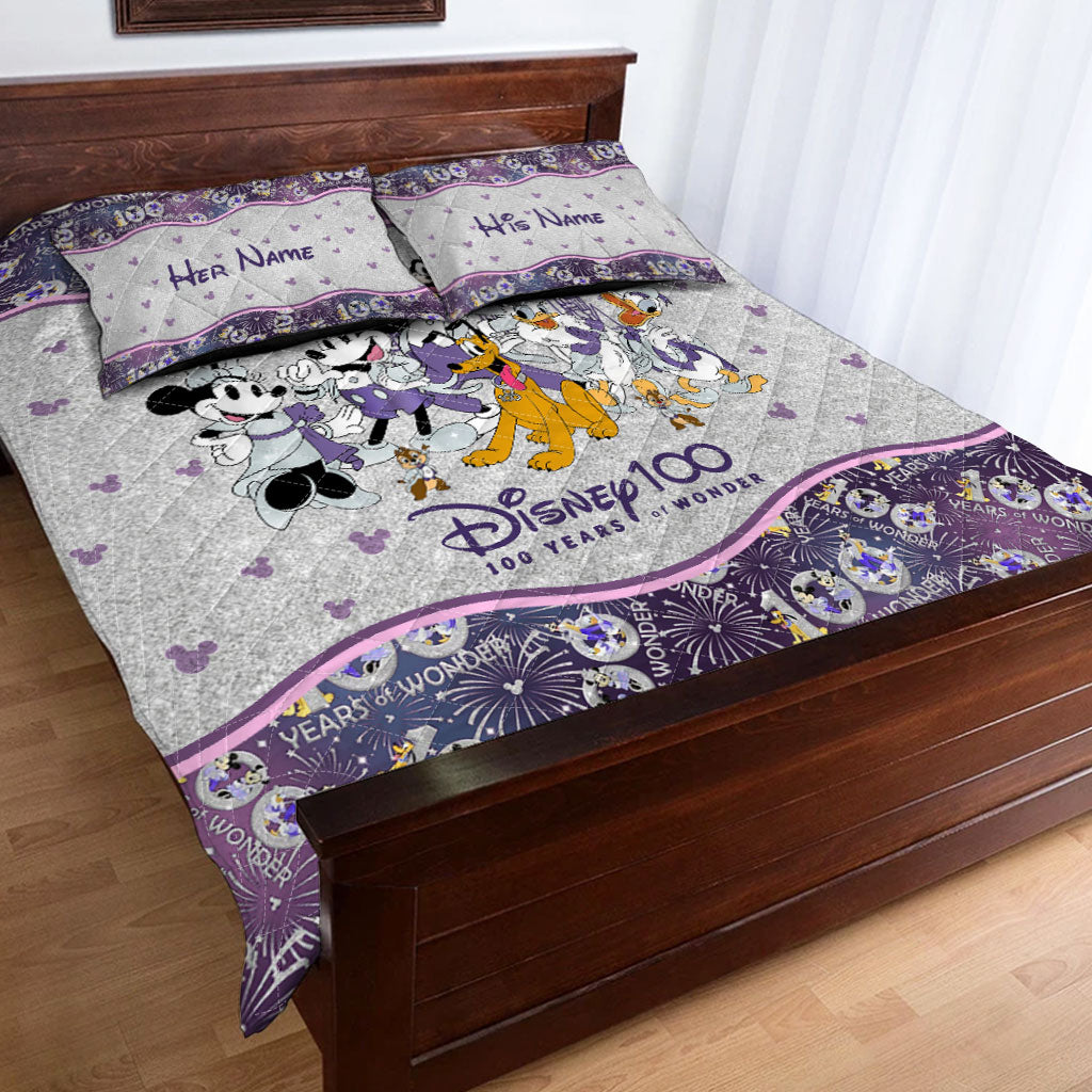 Personalized Disney 100 Years Quilt Set with Custom Names for Kids