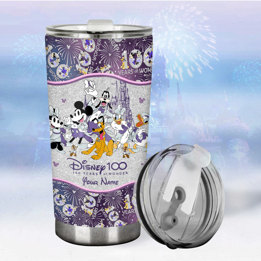Personalized Disney 100 Years Tumbler Custom Name Gift for Birthday