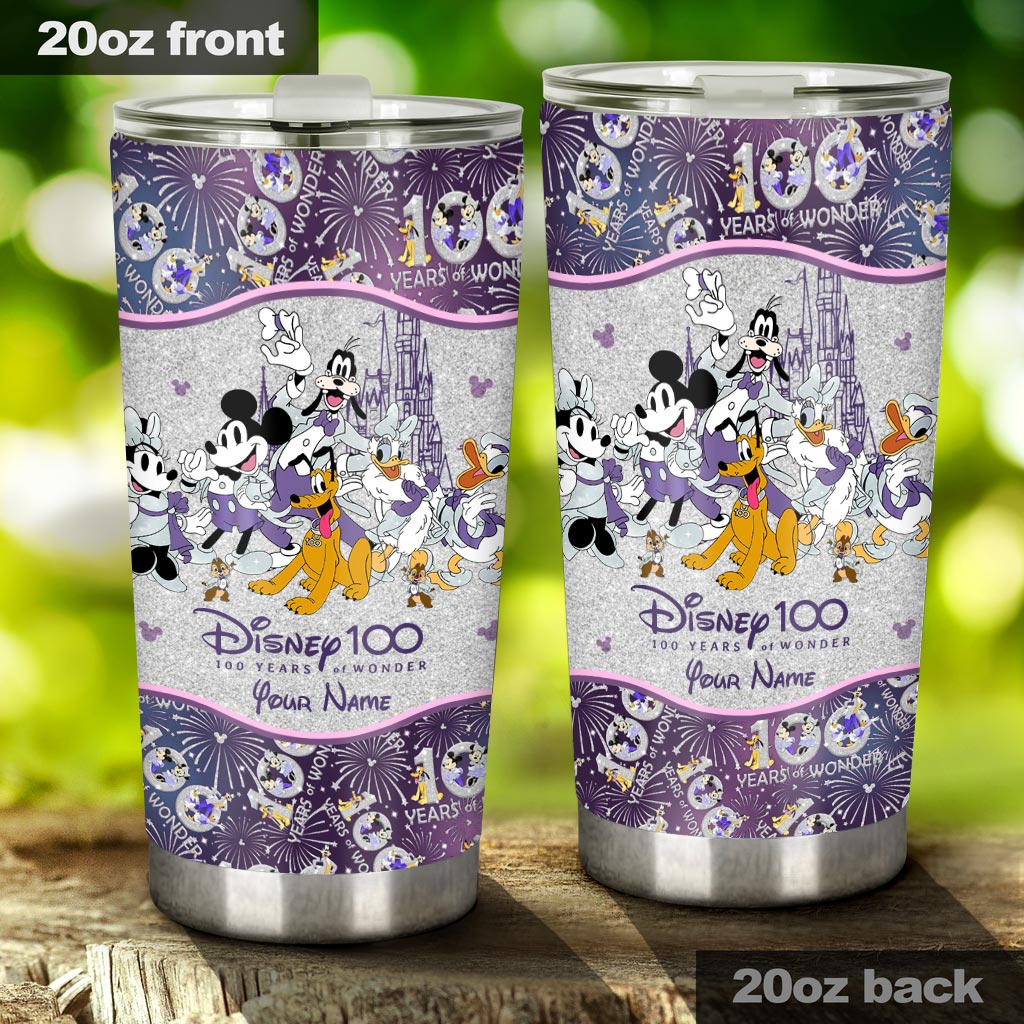 Personalized Disney 100 Years Tumbler Custom Name Gift for Birthday