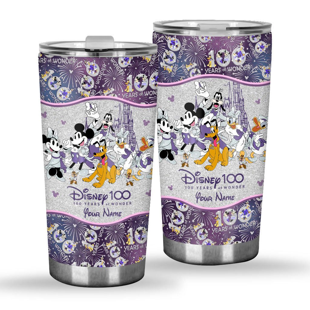 Personalized Disney 100 Years Tumbler Custom Name Gift for Birthday