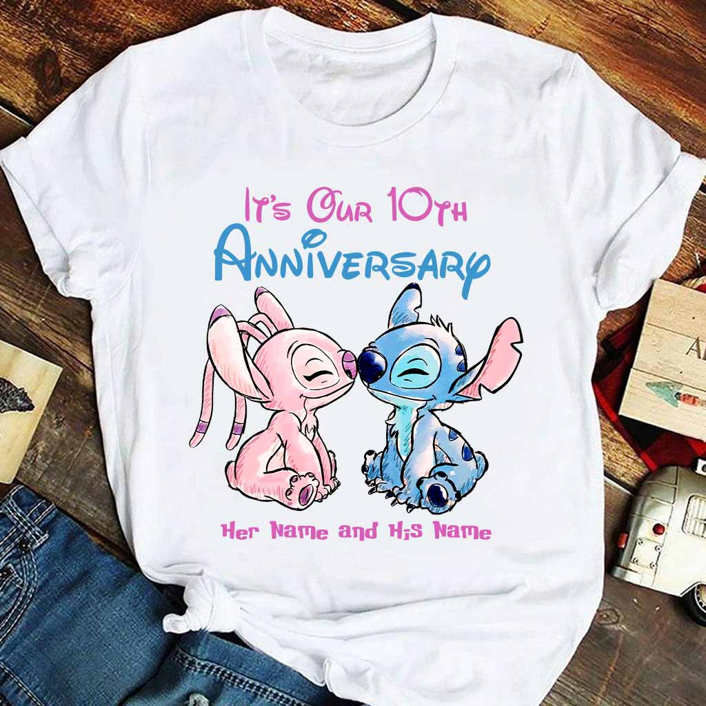 Personalized Anniversary T-Shirt & Hoodie Custom Names Gift for Couples