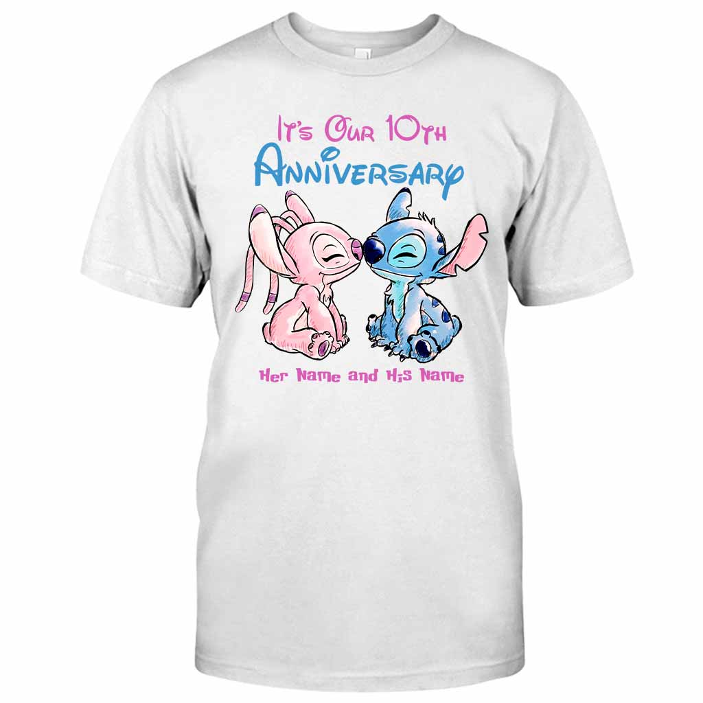 Personalized Anniversary T-Shirt & Hoodie Custom Names Gift for Couples