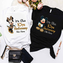 Load image into Gallery viewer, Personalized Mickey and Minnie Anniversary T-shirt &amp; Hoodie Set for Couples
