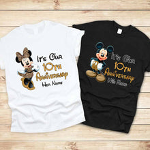 Load image into Gallery viewer, Personalized Mickey and Minnie Anniversary T-shirt &amp; Hoodie Set for Couples
