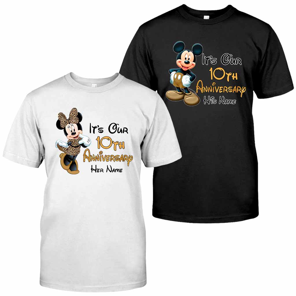 Personalized Mickey and Minnie Anniversary T-shirt & Hoodie Set for Couples