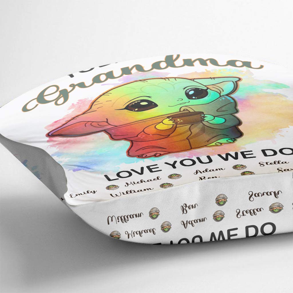 Personalized Yoda Best Grandma Throw Pillow Custom Names Gift
