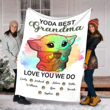 Load image into Gallery viewer, Personalized Yoda Best Grandma Blanket with Custom Names Gift
