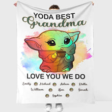 Load image into Gallery viewer, Personalized Yoda Best Grandma Blanket with Custom Names Gift

