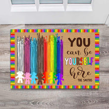 Load image into Gallery viewer, Personalized LGBT Support Doormat with Custom Name for Home
