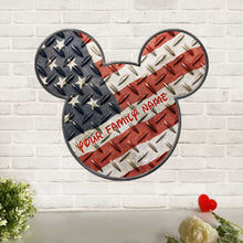 Load image into Gallery viewer, Personalized Mickey Mouse Ears Metal Sign American Flag Decor
