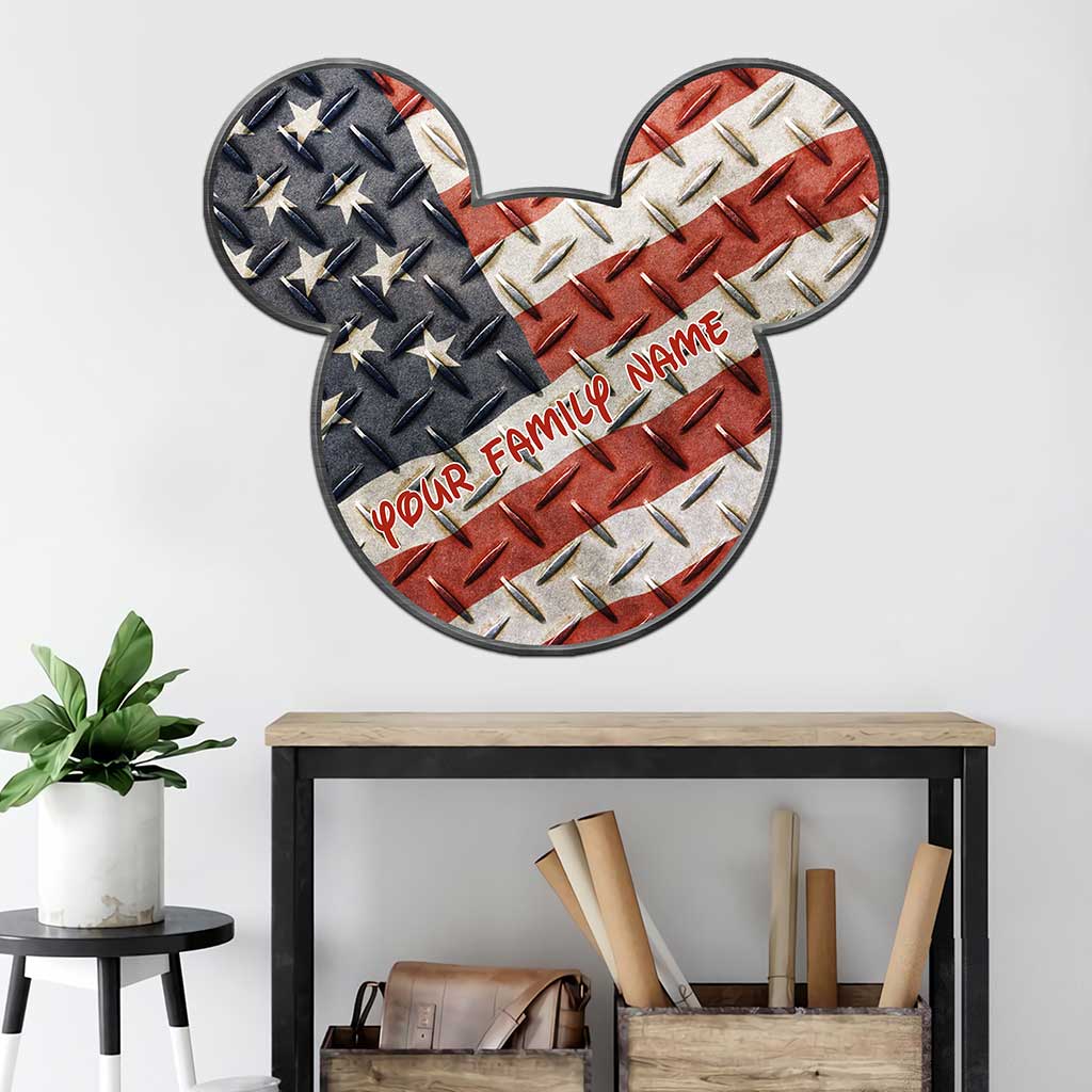 Personalized Mickey Mouse Ears Metal Sign American Flag Decor
