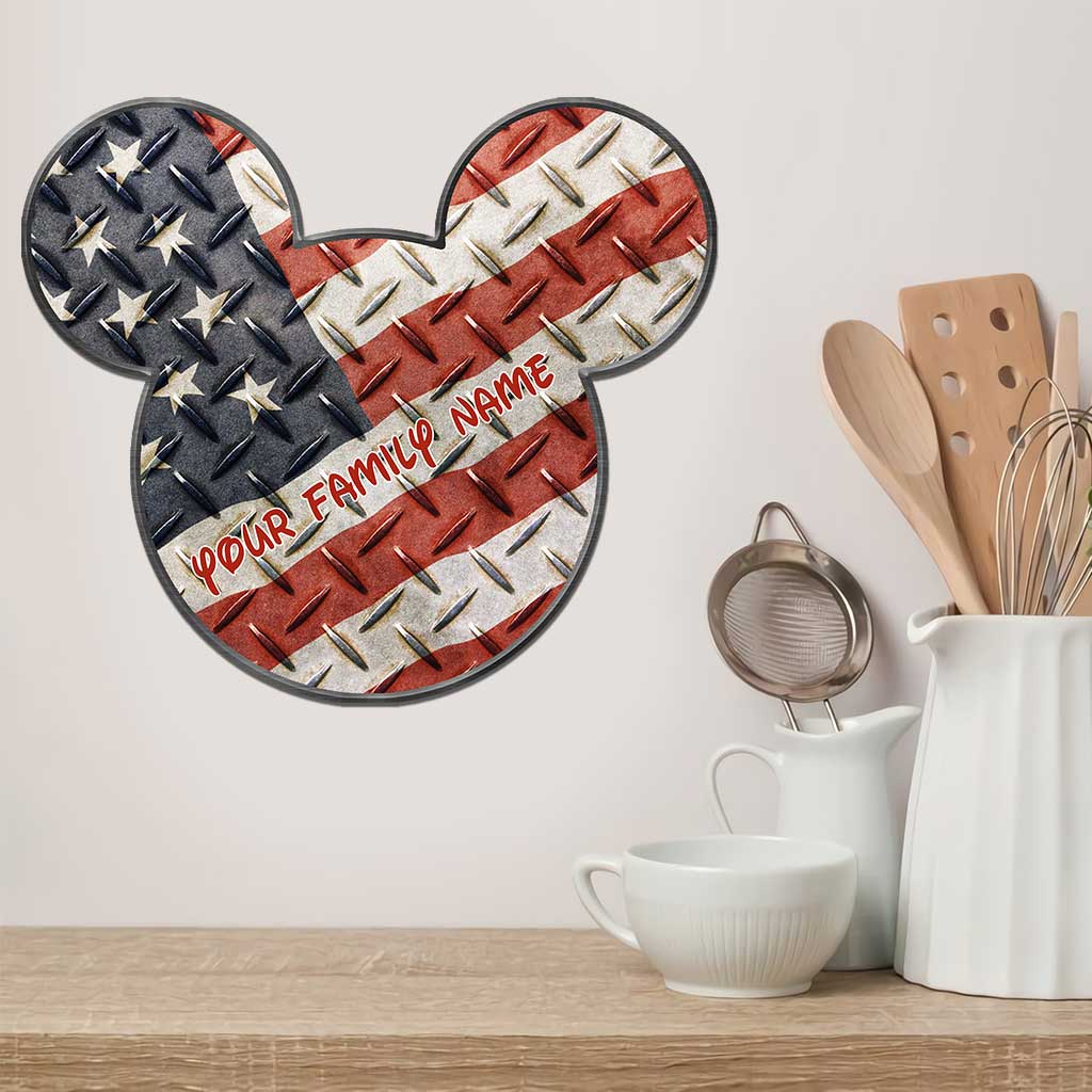 Personalized Mickey Mouse Ears Metal Sign American Flag Decor