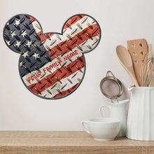 Load image into Gallery viewer, Personalized Mickey Mouse Ears Metal Sign American Flag Decor
